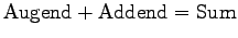${\rm Augend} + {\rm Addend} = {\rm Sum}$
