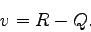 \begin{displaymath}
v = R - Q.
\end{displaymath}