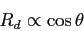 \begin{displaymath}
R_d \propto \cos \theta
\end{displaymath}